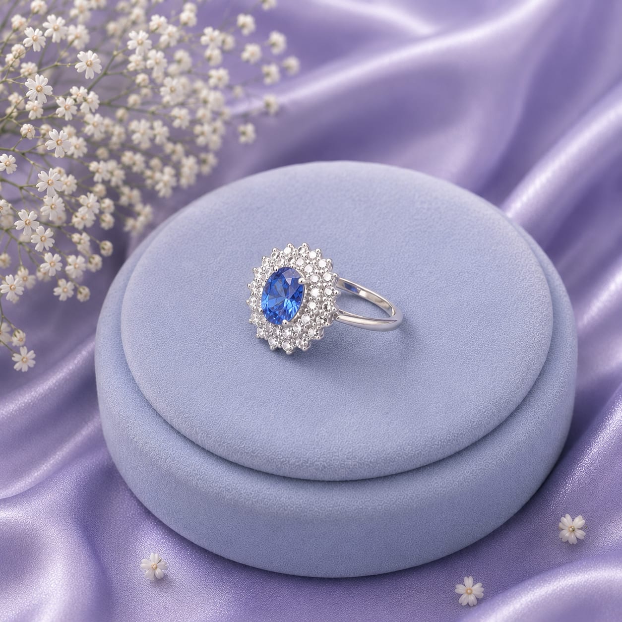 Blue CZ Stone Ring