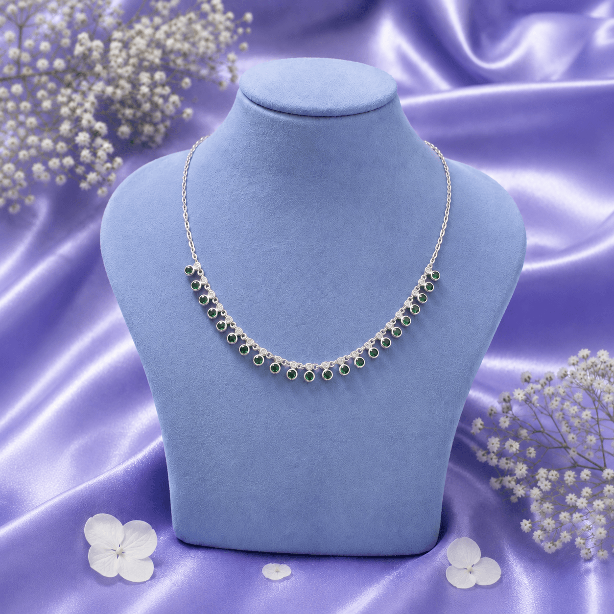 Green Round CZ Stone Necklace