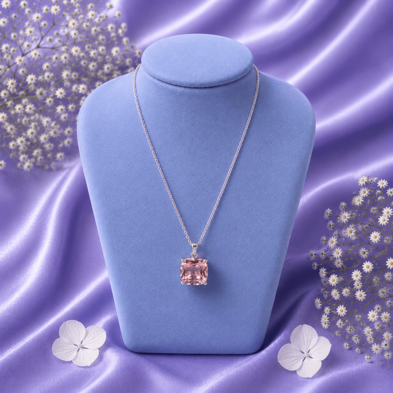 Pink Square Stone Pendant