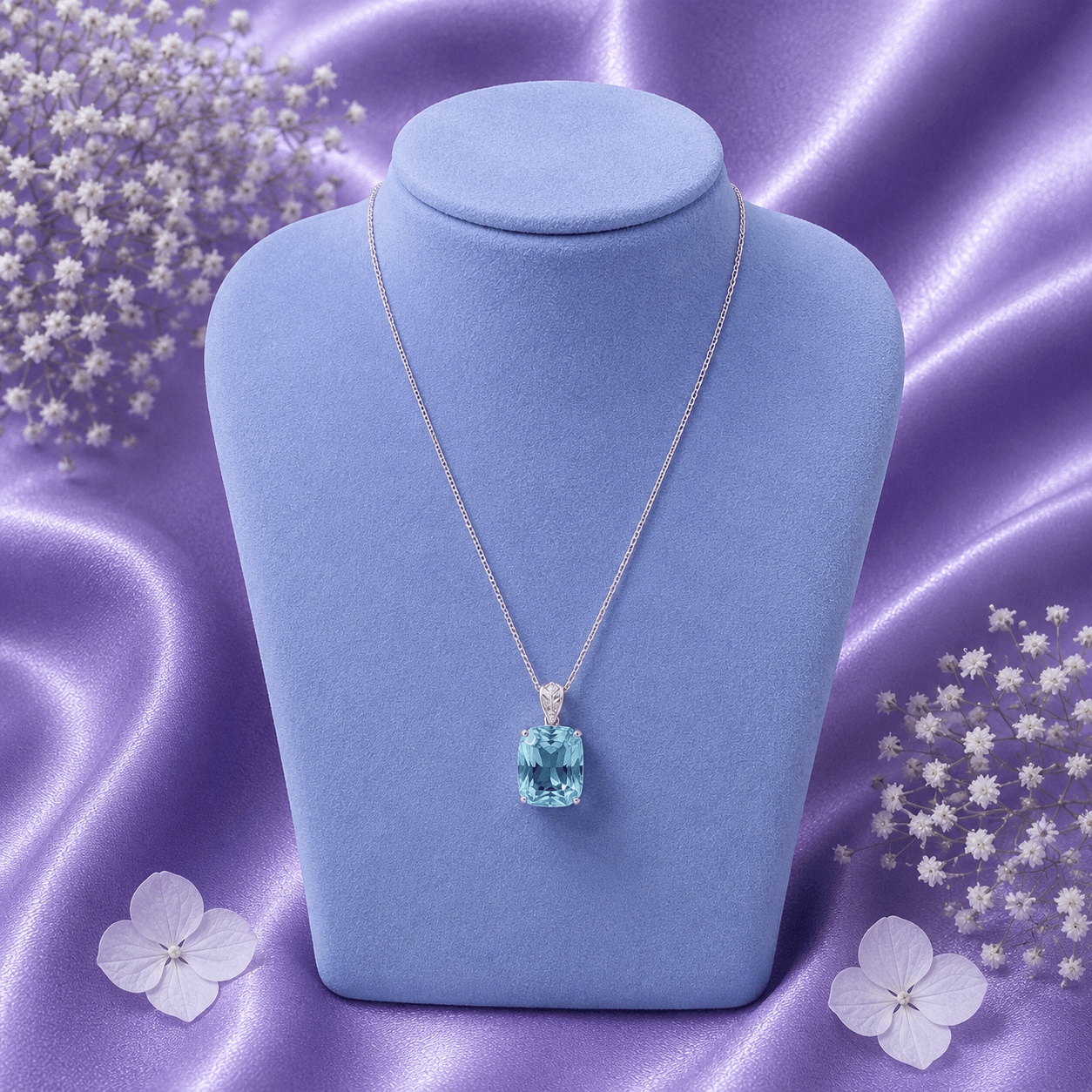 Skyblue Rectangular CZ Pendant