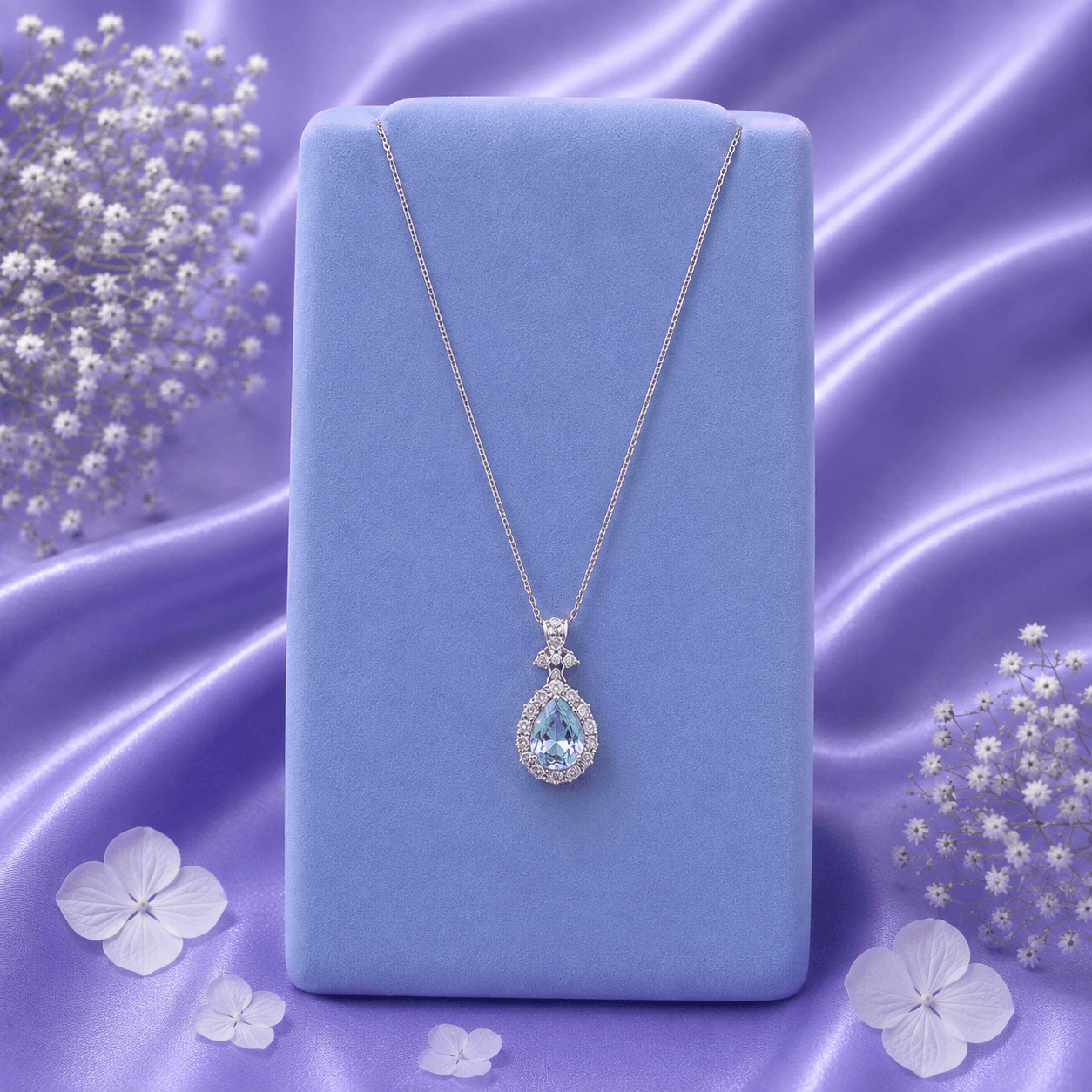 Skyblue Moissanite Pendant Chain