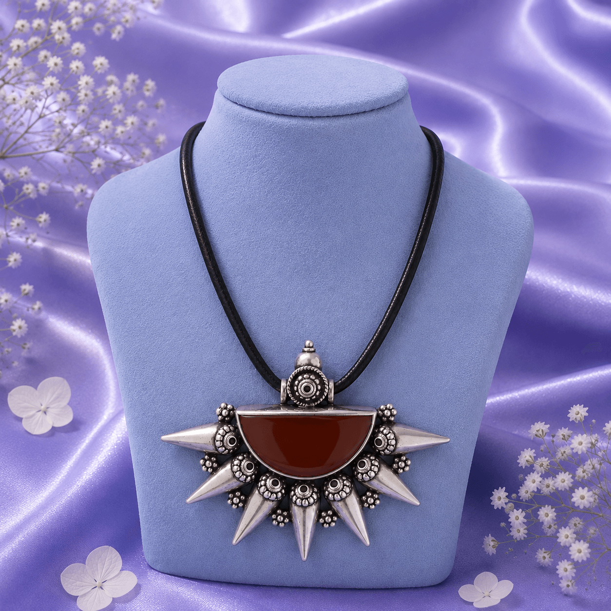 Half Sun Brown Onyx Tribal Necklace