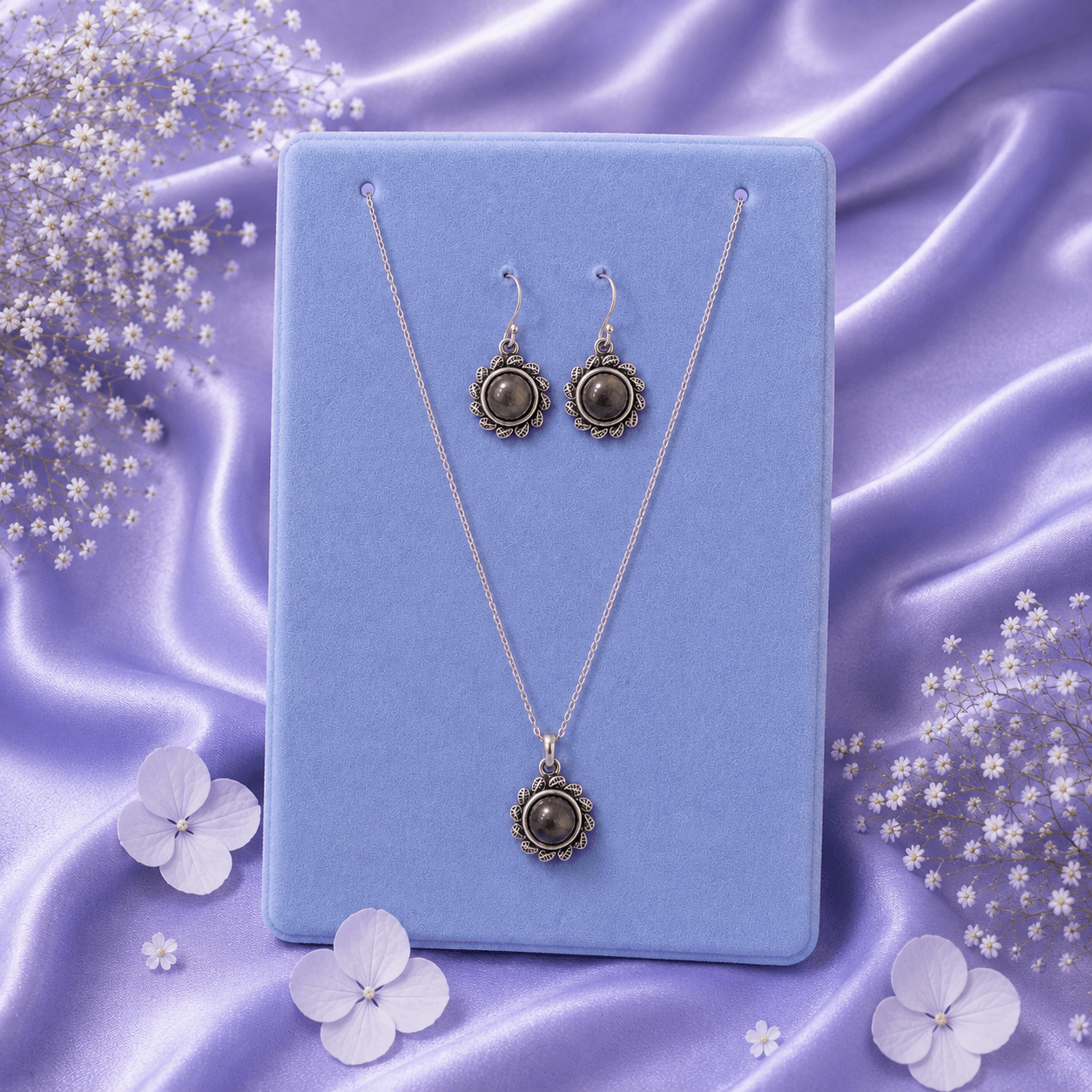 Brown Gemstone Pendant Set